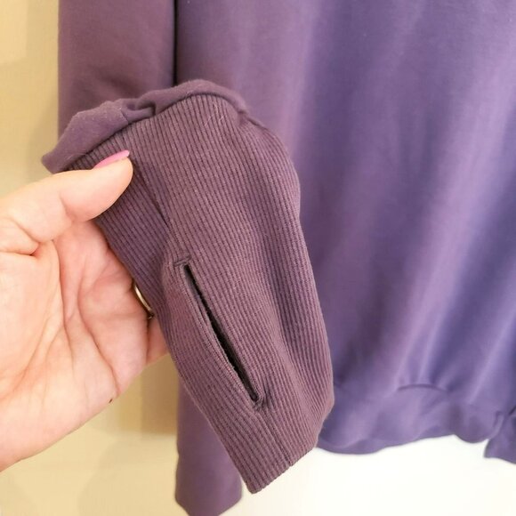 𝅺TE Verde Purple Cowl Neckline Long Sleeves Thumbholes Pullover YOGA Sweatshirt - Picture 4 of 10